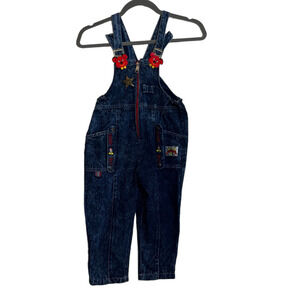 Great Flamingo Boys Bib Overalls Size 5 Dark Acid Wash Vintage Made in Taiwan
